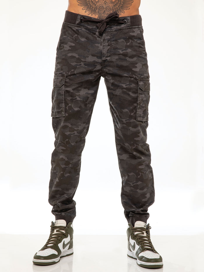Enzo Jeans Drake Cargo Pants - Dark Khaki Camo