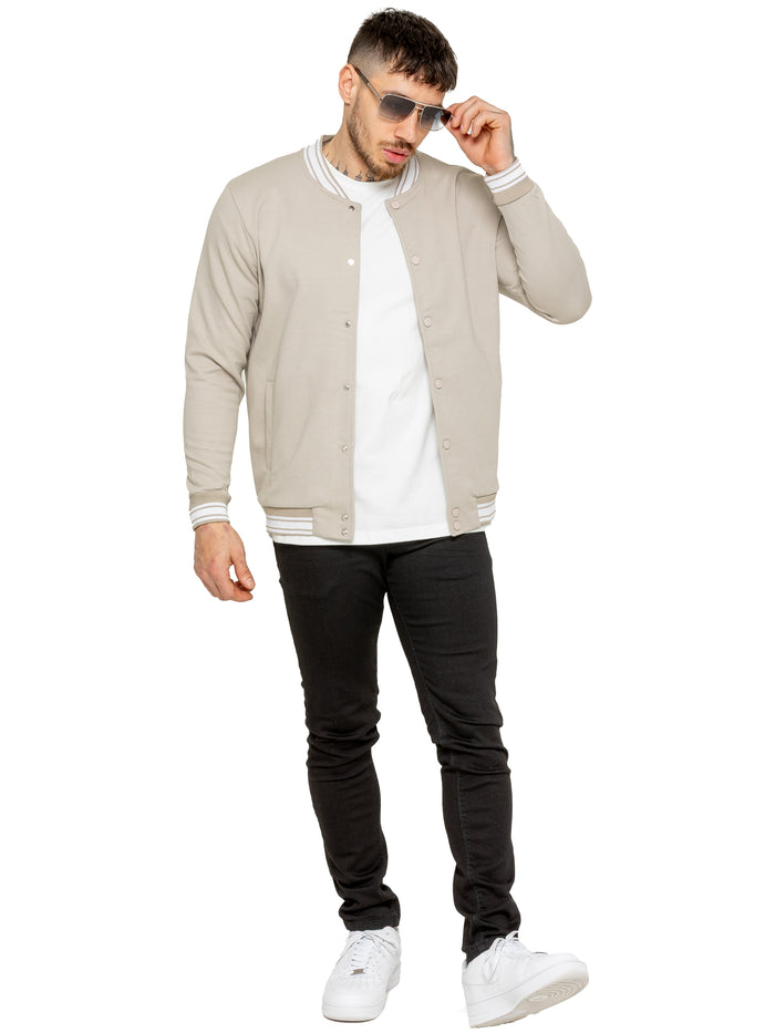 Enzo Jeans Elio Mens Varsity Jacket - Beige