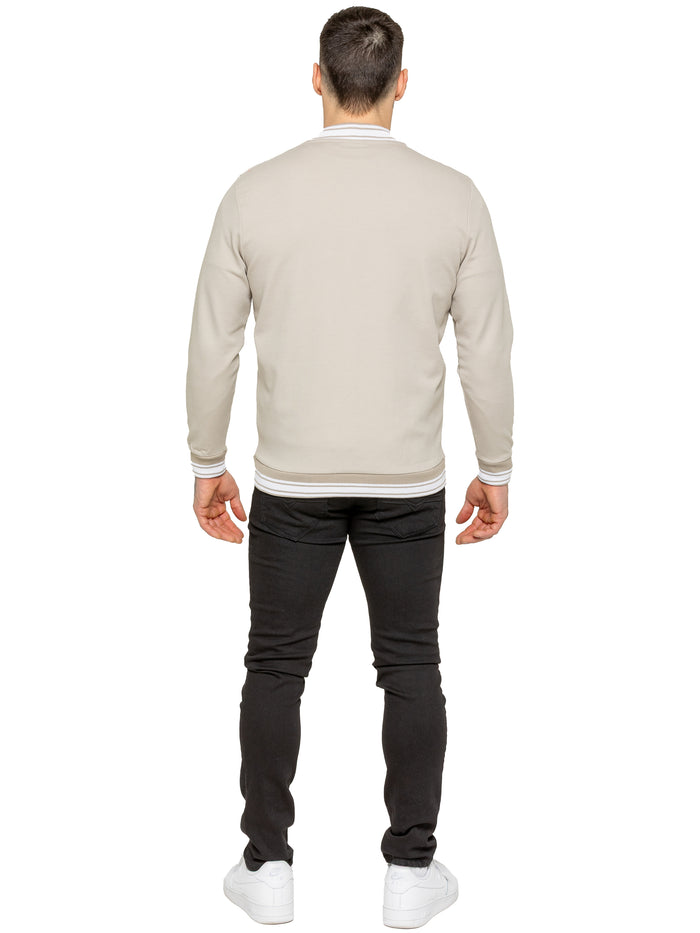 Enzo Jeans Elio Mens Varsity Jacket - Beige