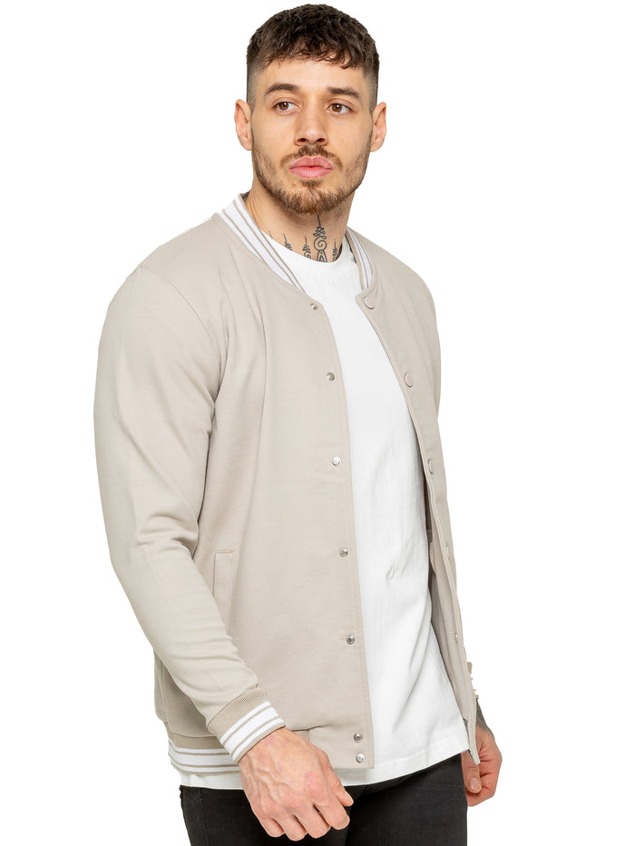 enzo jeans Elio Mens Varsity Jacket - Beige