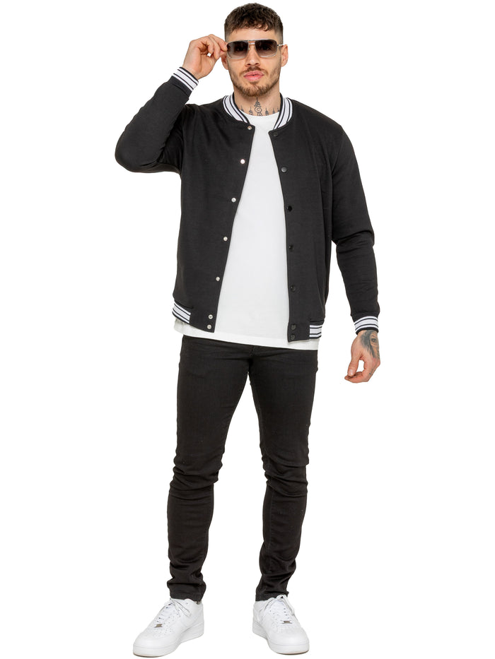 Enzo Jeans Elio Mens Varsity Jacket - Black