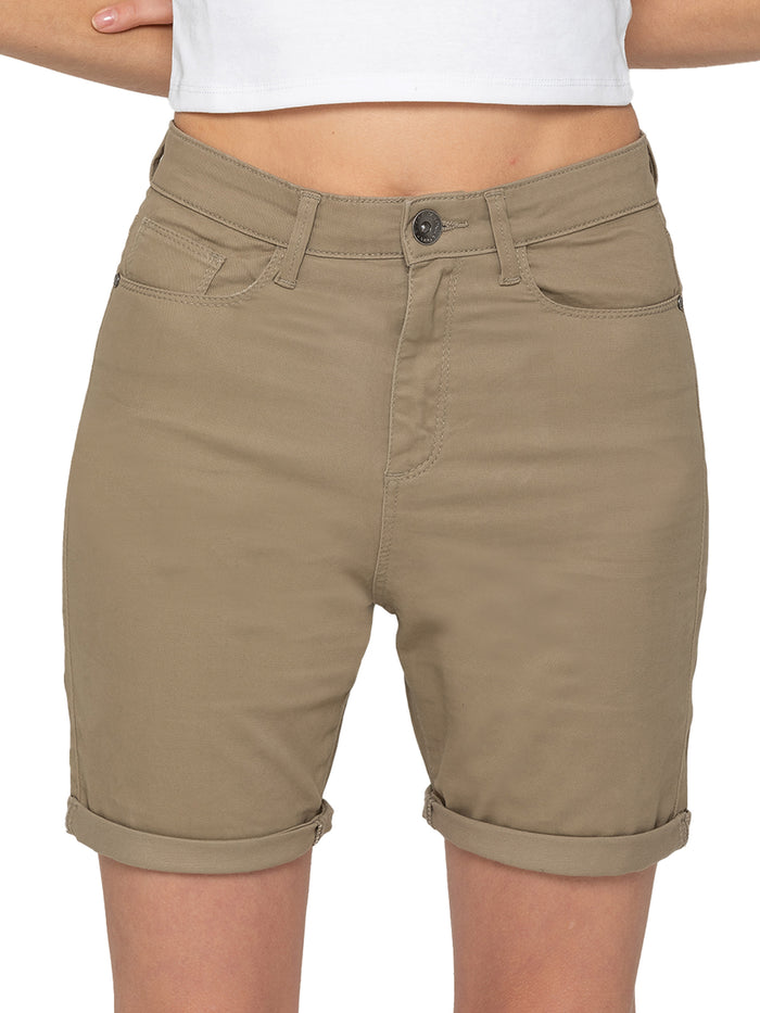 Enzo Jeans Ellie Cotton Blend Chino Shorts - Beige