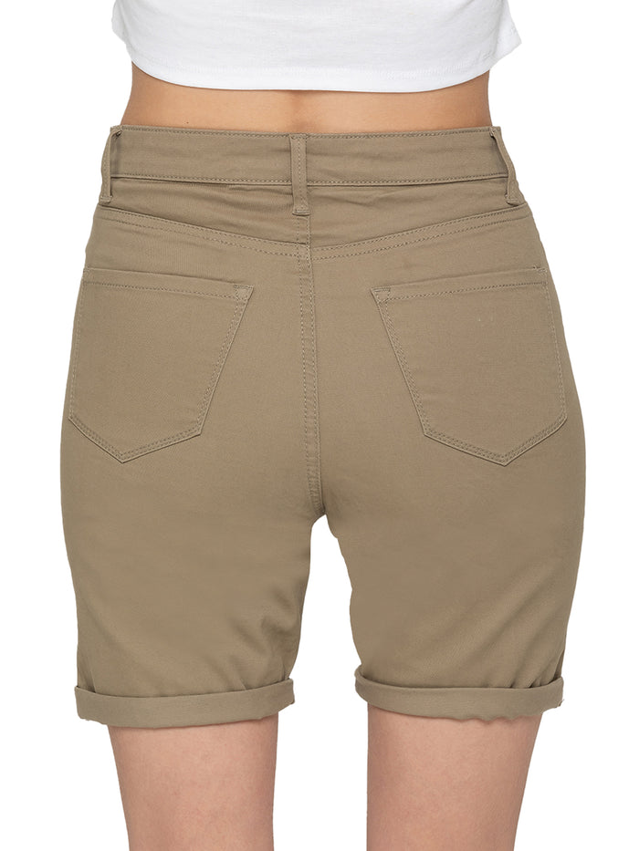 Enzo Jeans Ellie Cotton Blend Chino Shorts - Beige