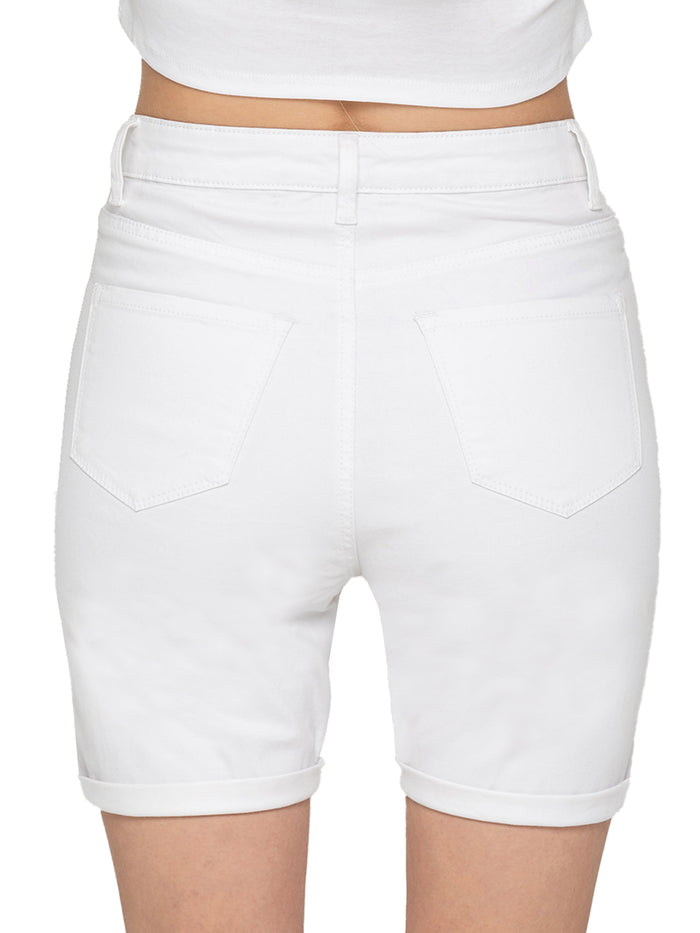 Enzo Jeans Ellie Cotton Blend Chino Shorts - White