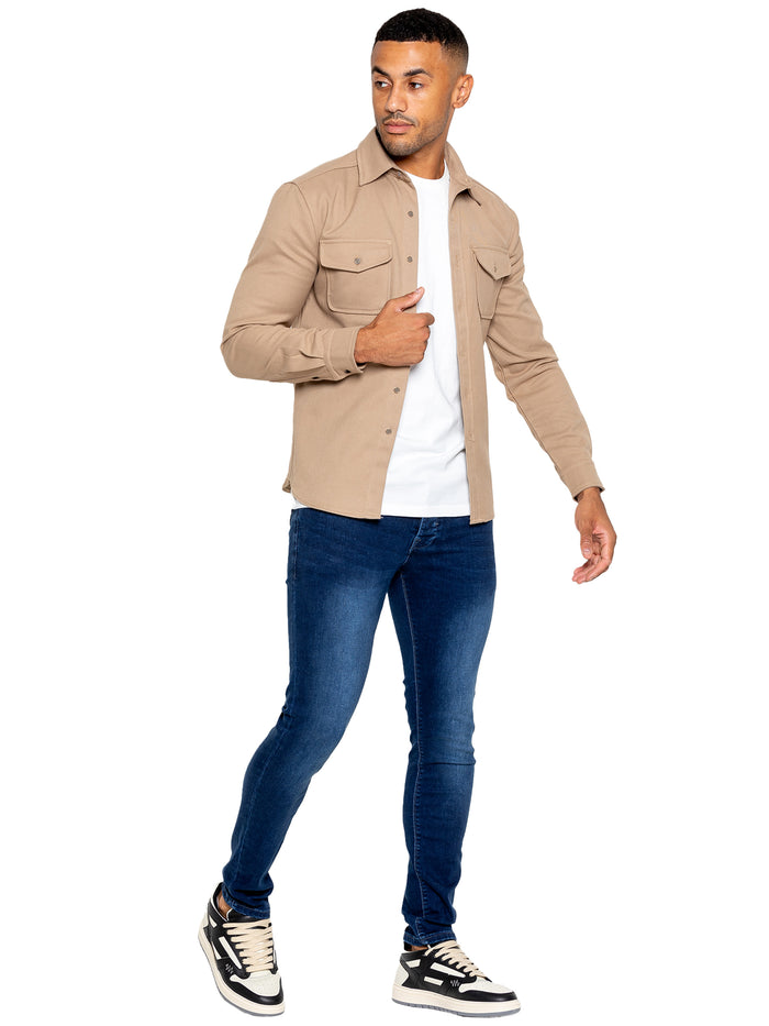 Enzo Jeans Emiliano Textured Overshirt - Beige