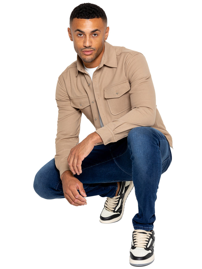 Enzo Jeans Emiliano Textured Overshirt - Beige