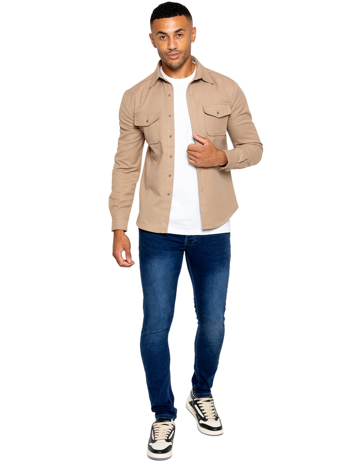 enzo jeans Emiliano Textured Overshirt - Beige