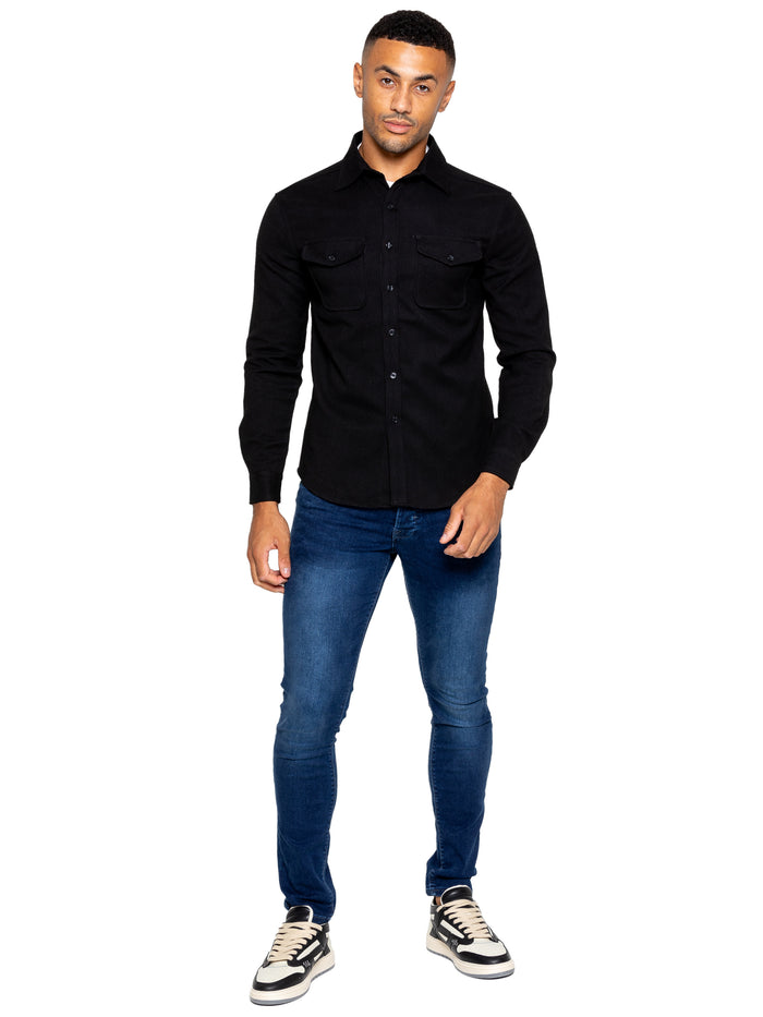 Enzo Jeans Emiliano Textured Overshirt - Black