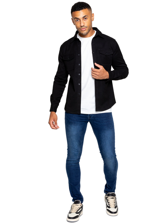 enzo jeans Emiliano Textured Overshirt - Black