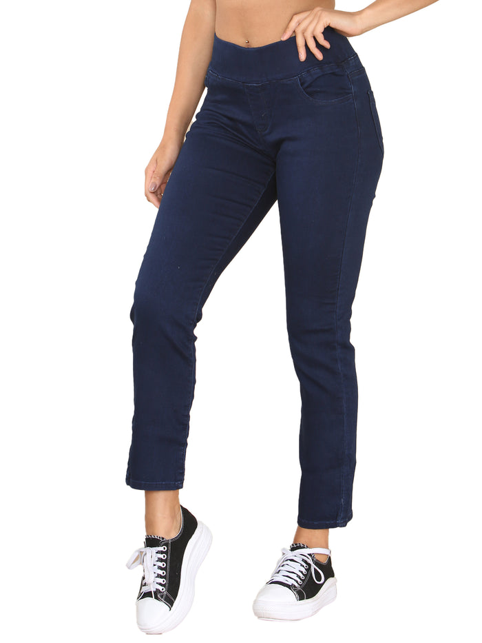enzo jeans Eve Elasticated Waist Jeans - Dark Blue