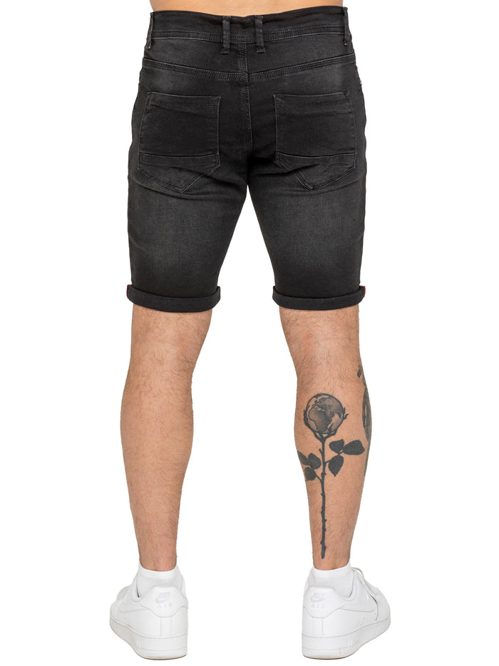 Enzo Jeans Everett Stretch Denim Shorts - Black