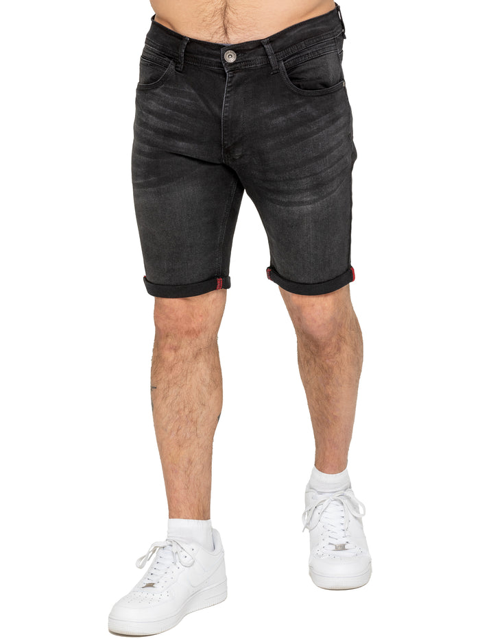 enzo jeans Everett Stretch Denim Shorts - Black