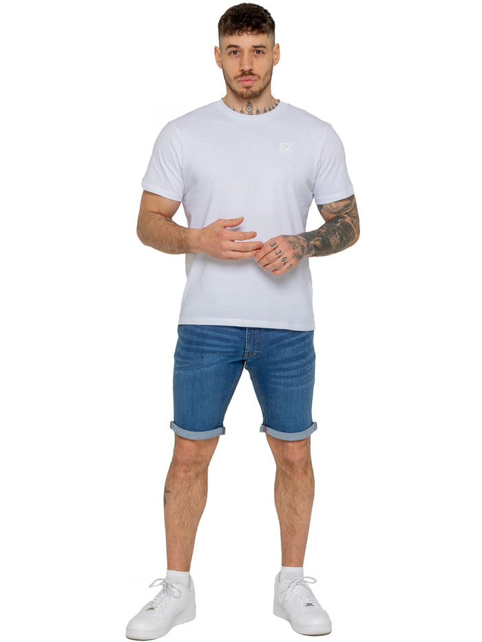Enzo Jeans Everett Stretch Denim Shorts - Blue