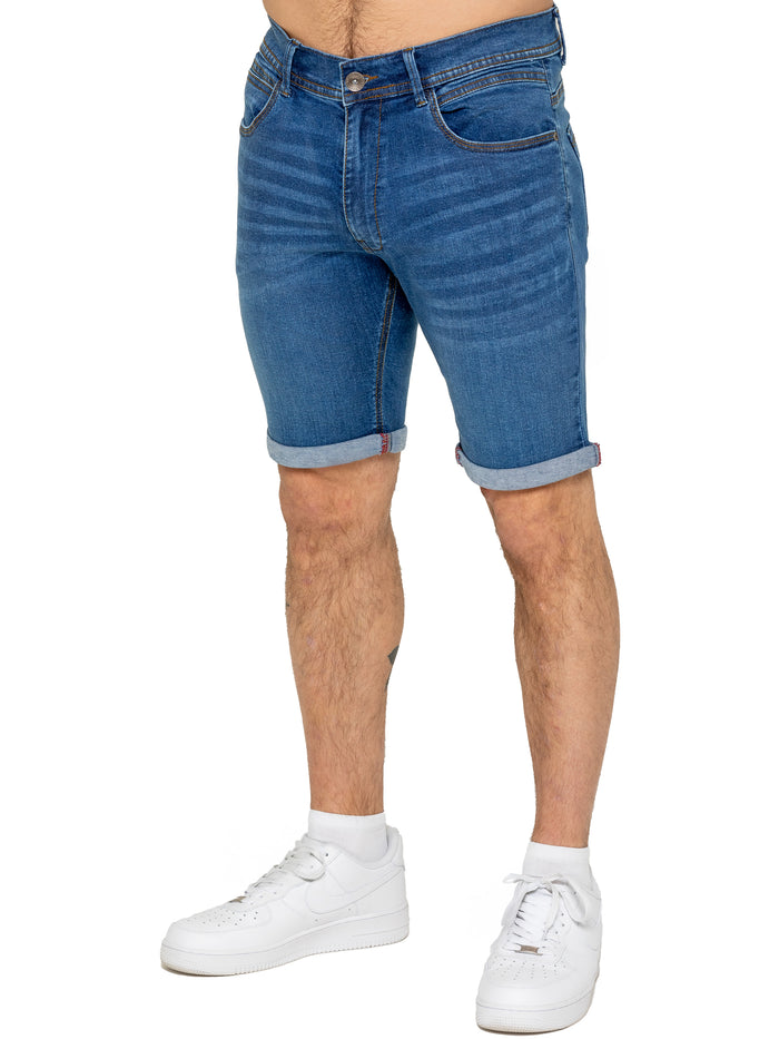 Enzo Jeans Everett Stretch Denim Shorts - Blue