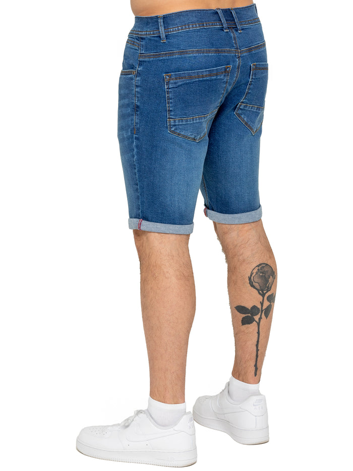 Enzo Jeans Everett Stretch Denim Shorts - Blue