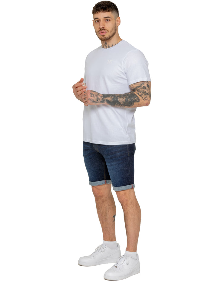 Enzo Jeans Everett Stretch Denim Shorts - Dark Blue