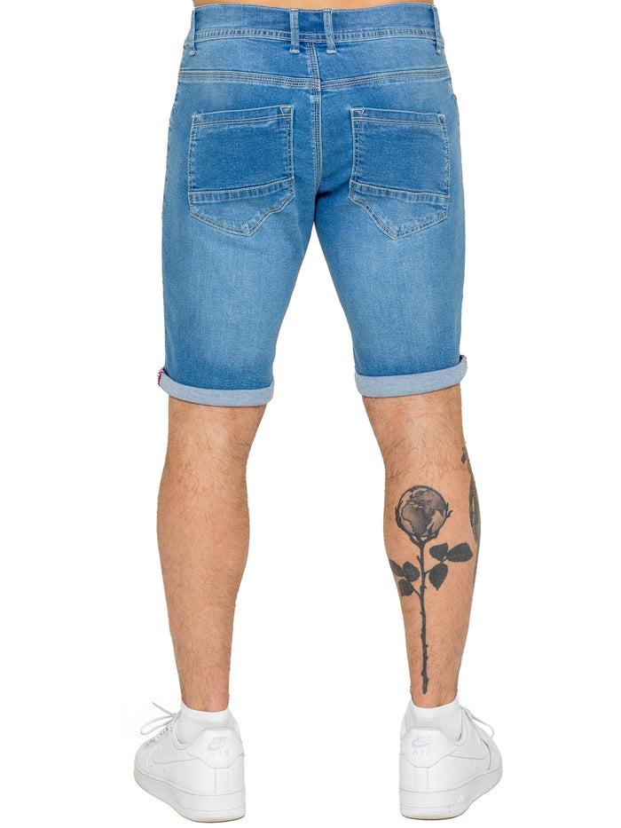 Enzo Jeans Everett Stretch Denim Shorts - Light Blue
