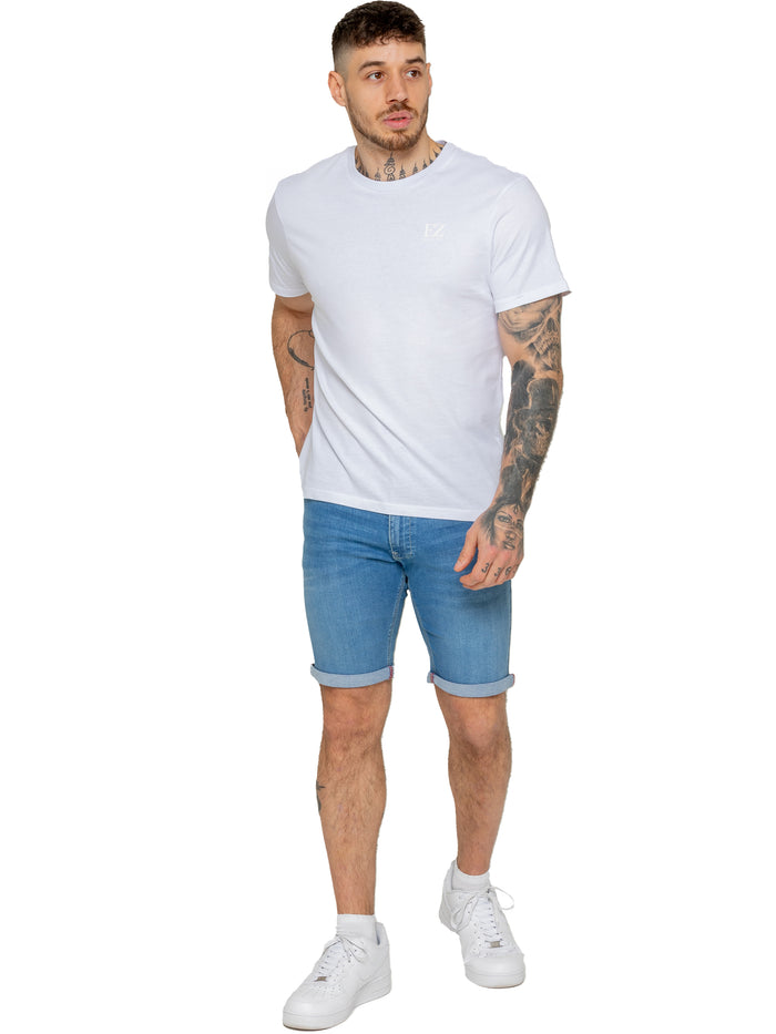 Enzo Jeans Everett Stretch Denim Shorts - Light Blue