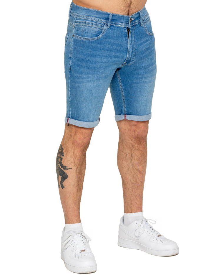 Enzo Jeans Everett Stretch Denim Shorts - Light Blue