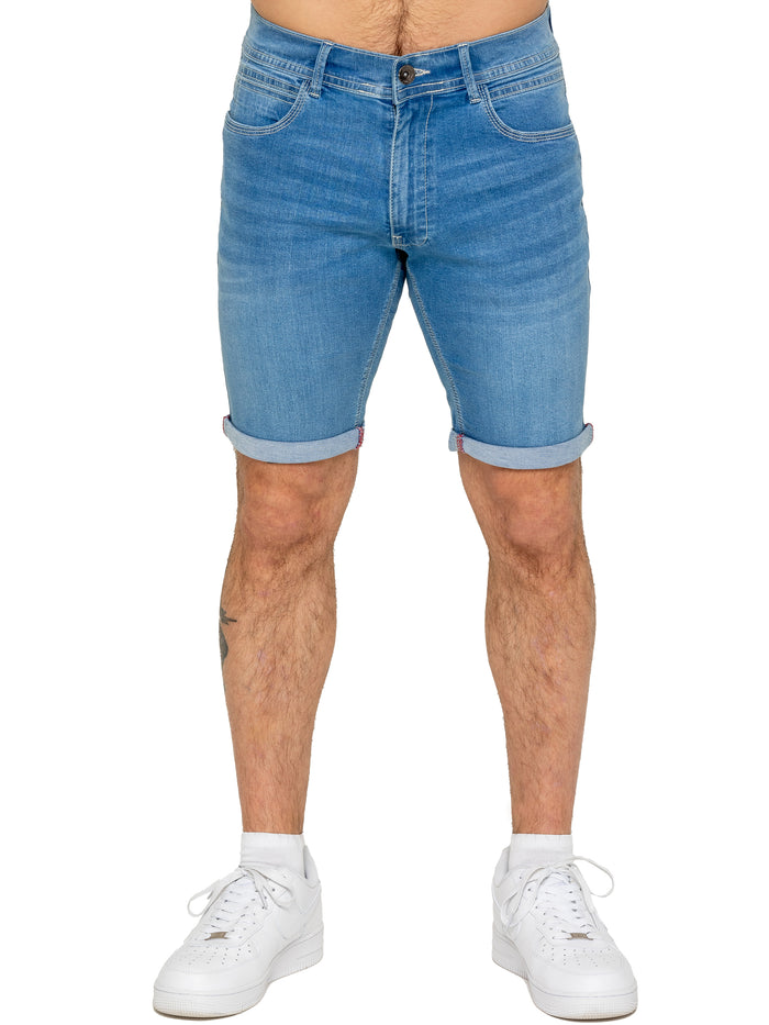 enzo jeans Everett Stretch Denim Shorts - Light Blue