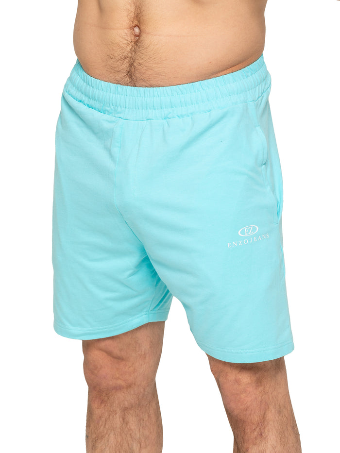 enzo jeans Fabian Logo Shorts - Aqua Blue