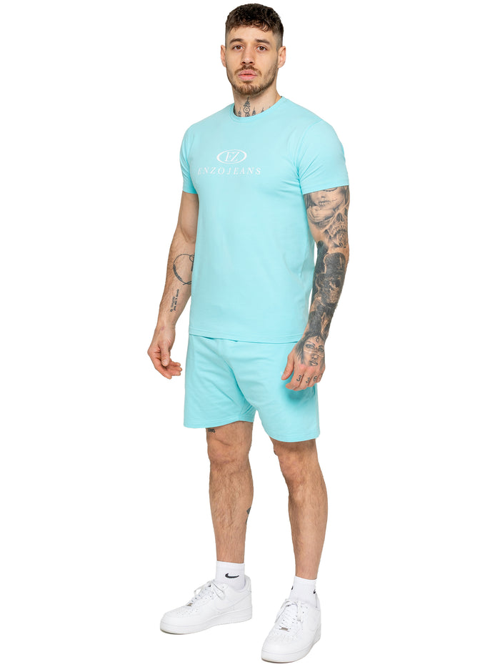 Enzo Jeans Fabio Athletic T-Shirt - Aqua Blue