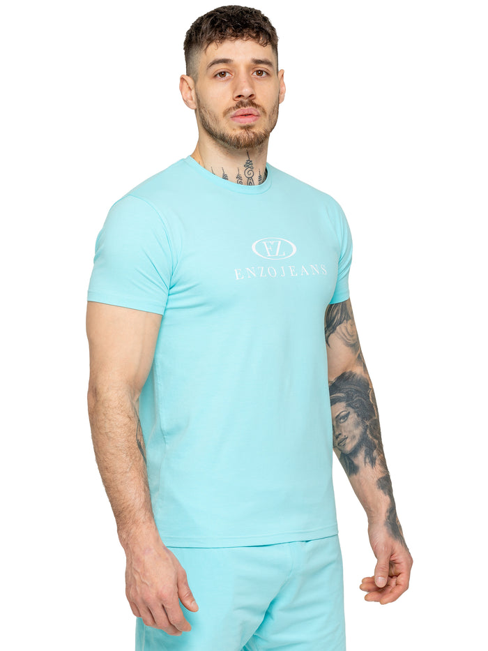 enzo jeans Fabio Athletic T-Shirt - Aqua Blue