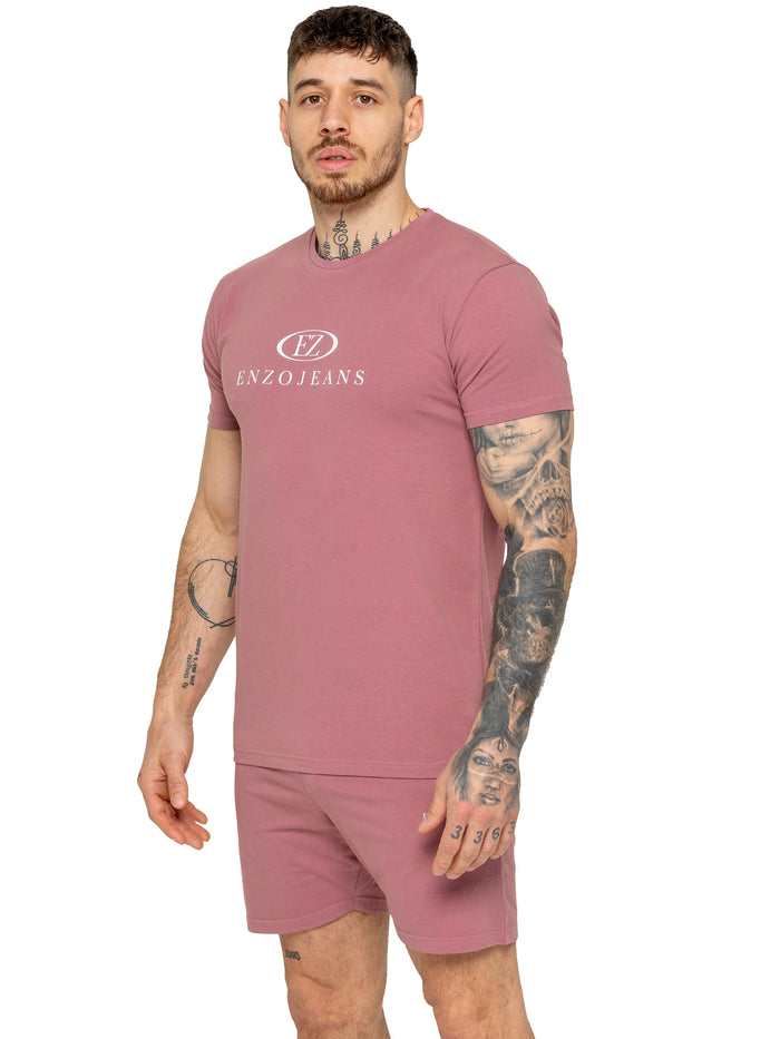 enzo jeans Fabio T-Shirt and Shorts Set - Mauve