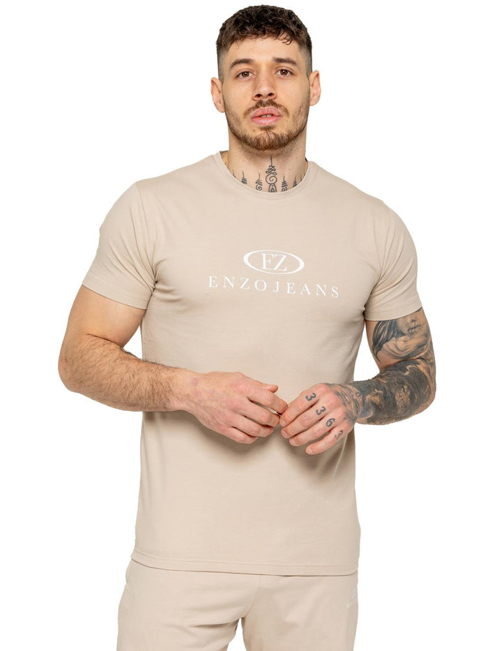 Enzo Jeans Fabio T-Shirt And Shorts Set - Stone