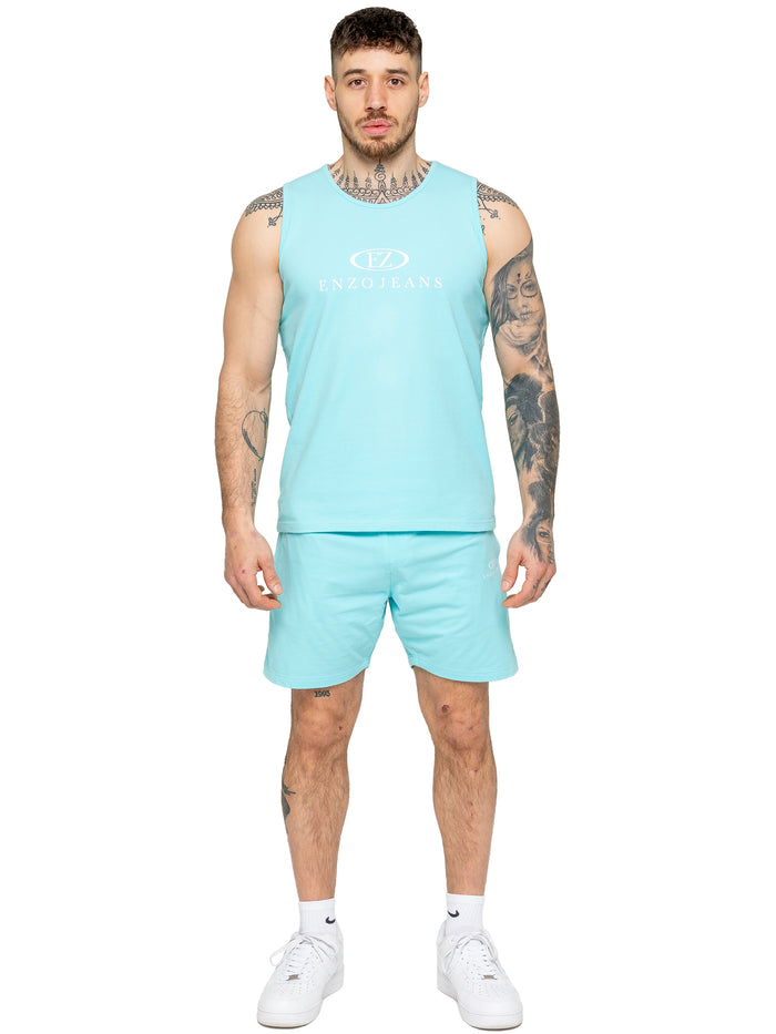 Enzo Jeans Fabrizio Logo Vest - Aqua Blue