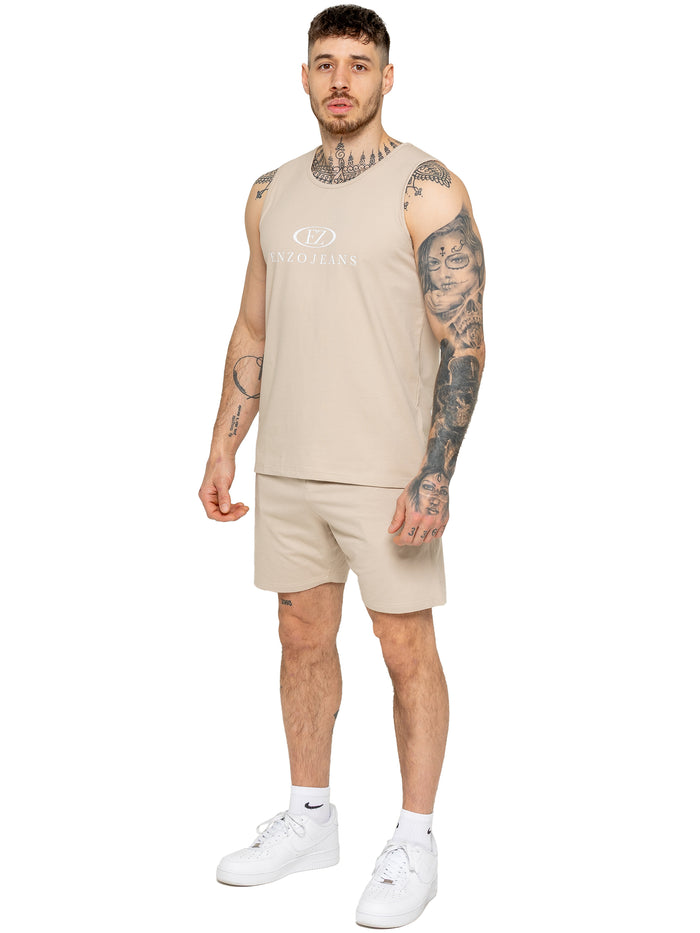 Enzo Jeans Fabrizio Logo Vest - Stone