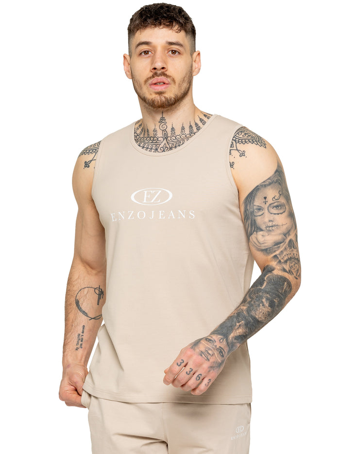 enzo jeans Fabrizio Logo Vest - Stone