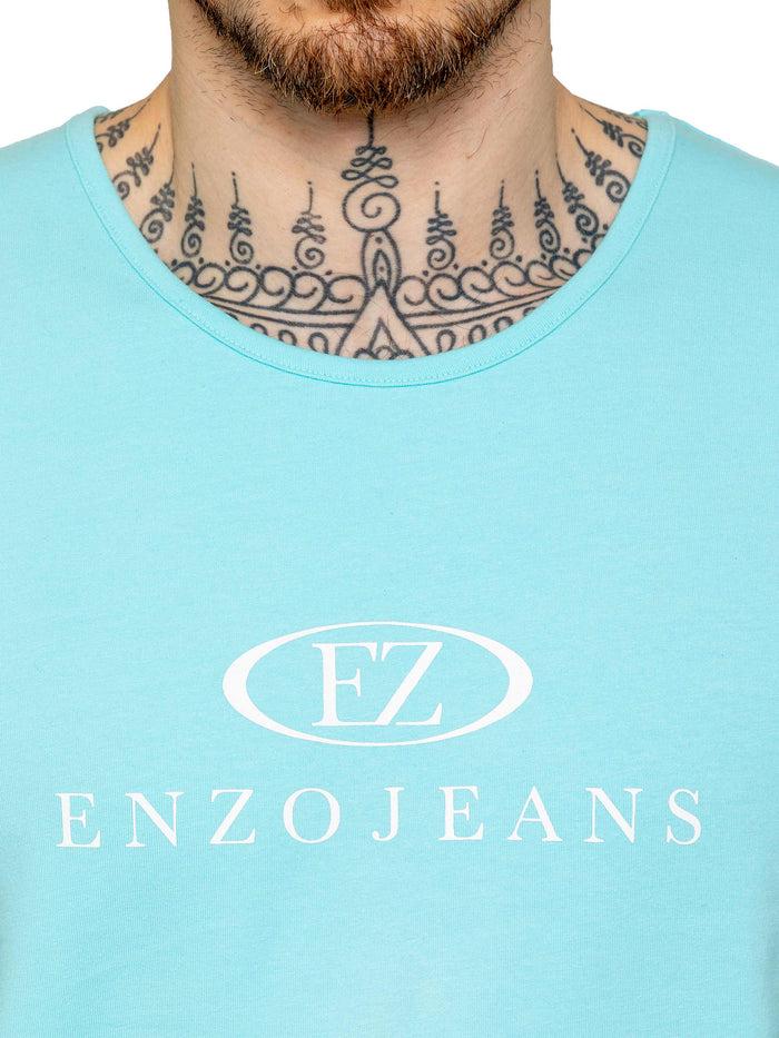 Enzo Jeans Fabrizio Vest And Shorts Set - Aqua Blue