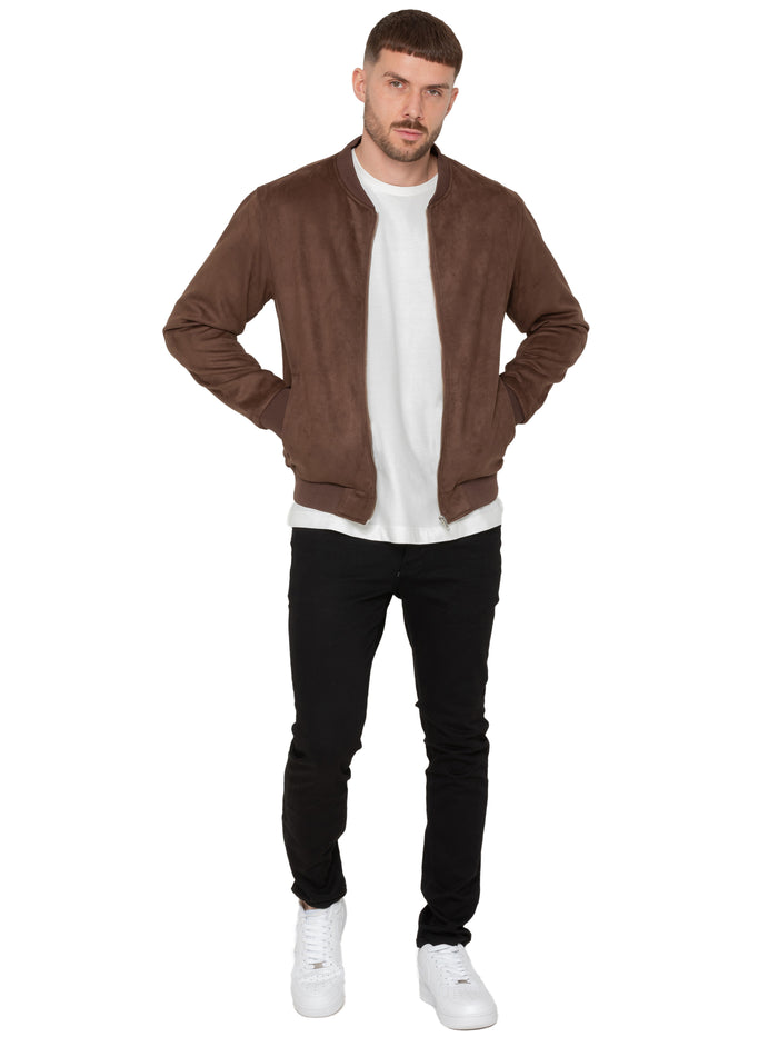 Enzo Jeans Fio Men's Faux Suede Jacket - Brown