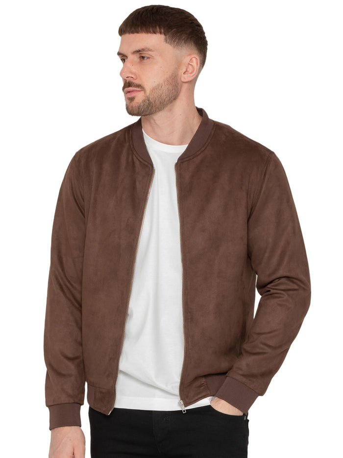 Enzo Jeans Fio Men's Faux Suede Jacket - Brown