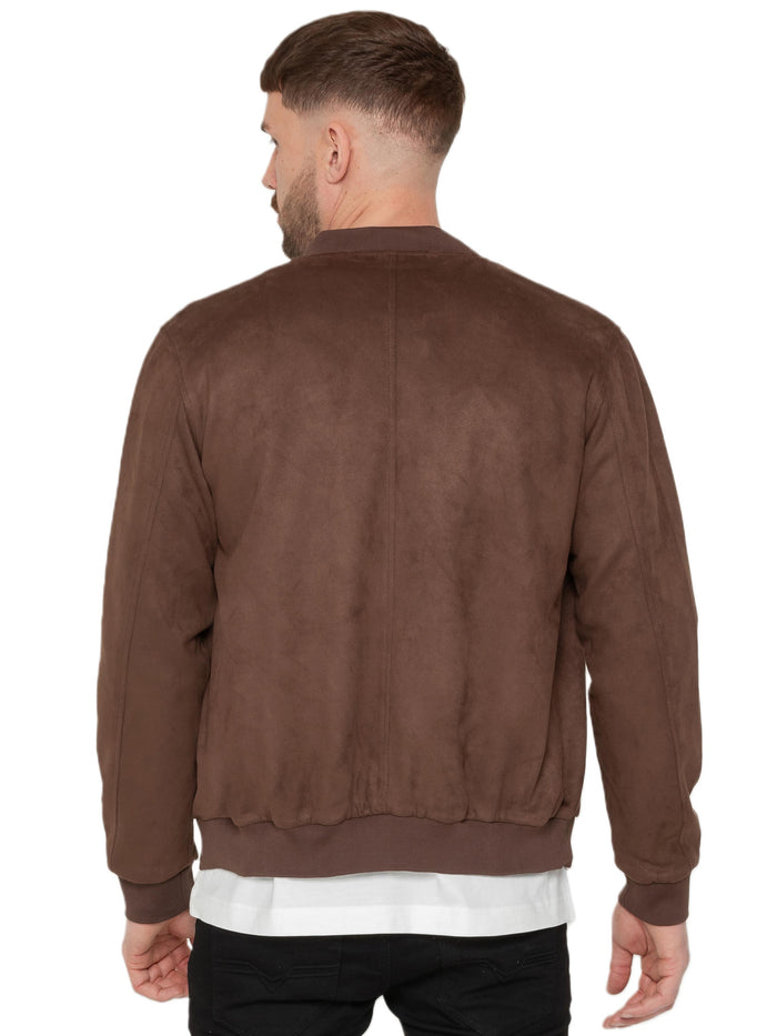 Enzo Jeans Fio Men's Faux Suede Jacket - Brown