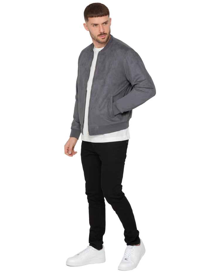 Enzo Jeans Fio Men's Faux Suede Jacket - Grey