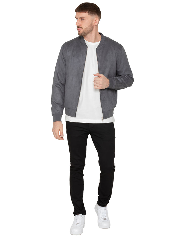 Enzo Jeans Fio Men's Faux Suede Jacket - Grey