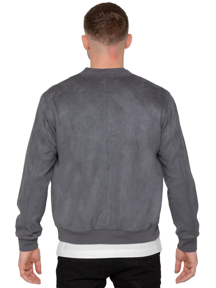Enzo Jeans Fio Men's Faux Suede Jacket - Grey