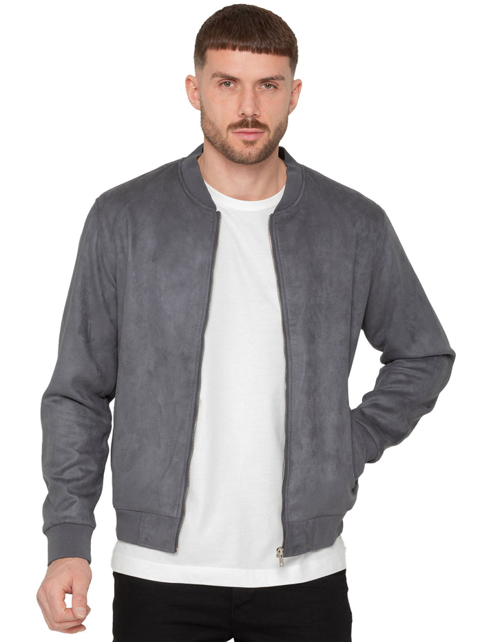 enzo jeans Fio Men's Faux Suede Jacket - Grey