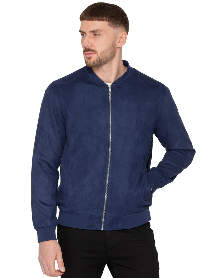 Enzo Jeans Fio Men's Faux Suede Jacket - Navy