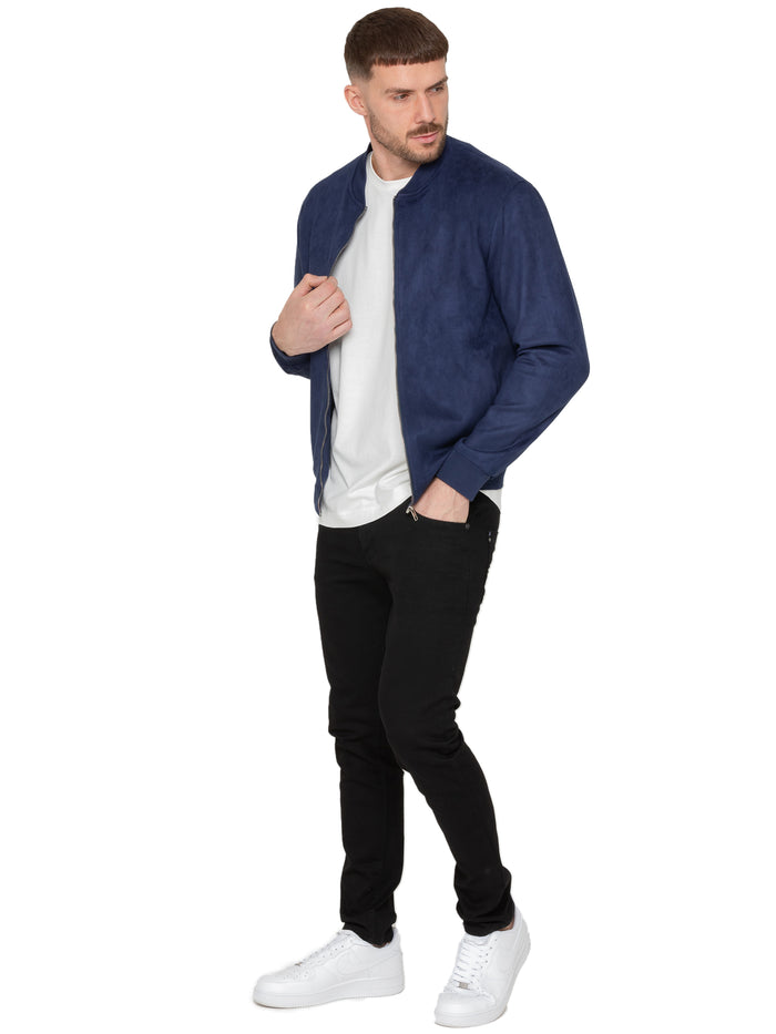 Enzo Jeans Fio Men's Faux Suede Jacket - Navy