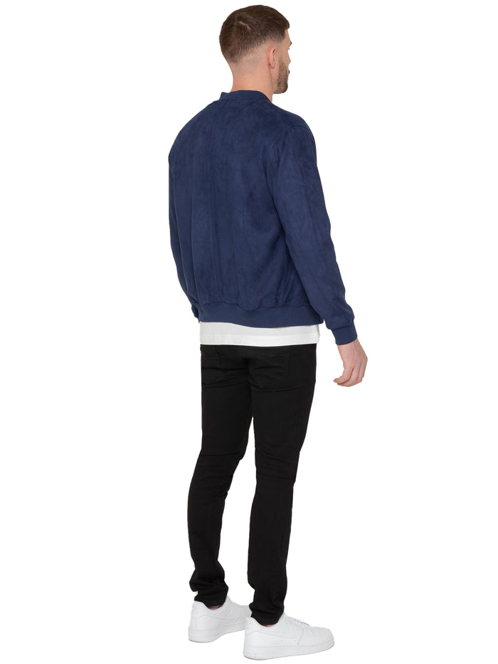 Enzo Jeans Fio Men's Faux Suede Jacket - Navy