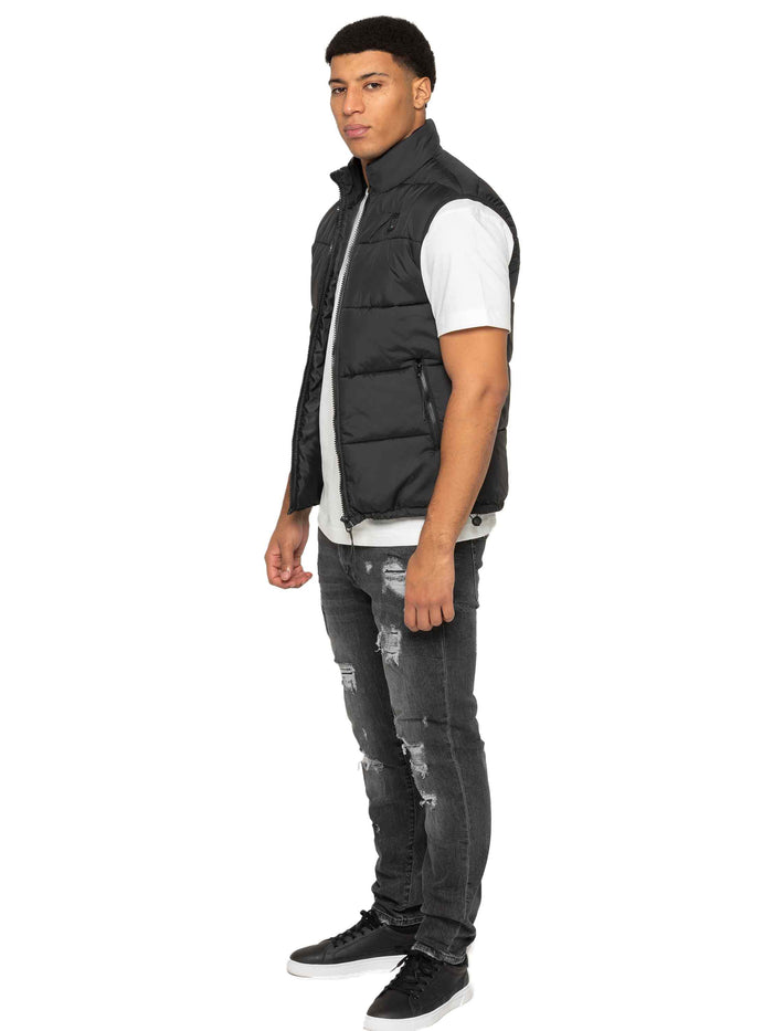 Enzo Jeans Francesco Puffer Gilet - Black