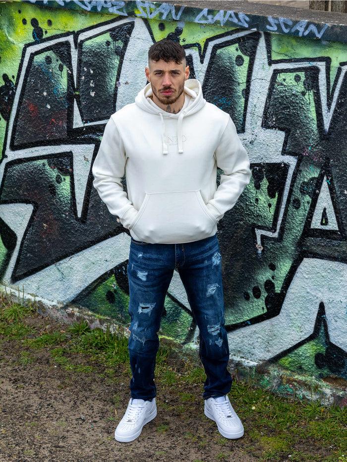 Enzo Jeans Gabriel Straight Ripped Jeans - Dark Blue