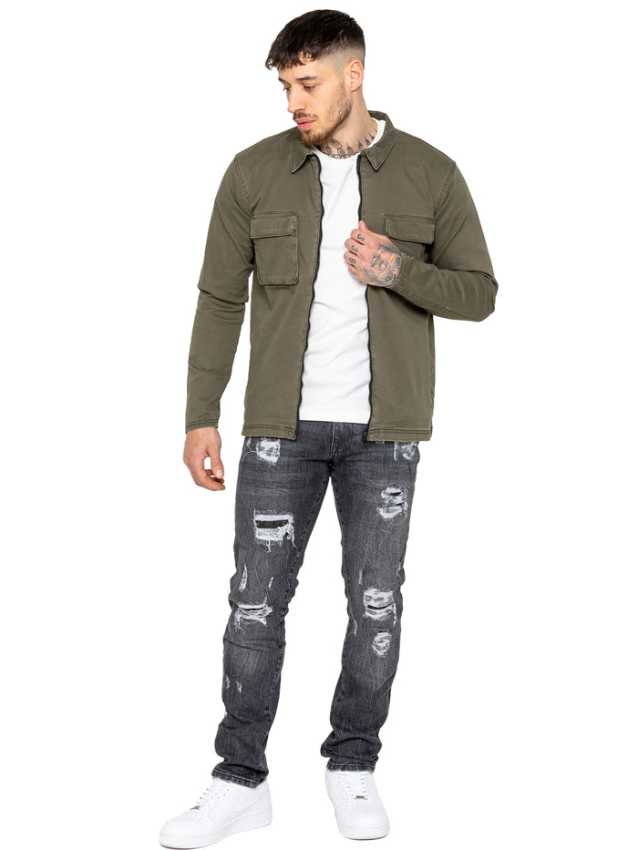 Enzo Jeans Gabriel Straight Ripped Jeans - Grey
