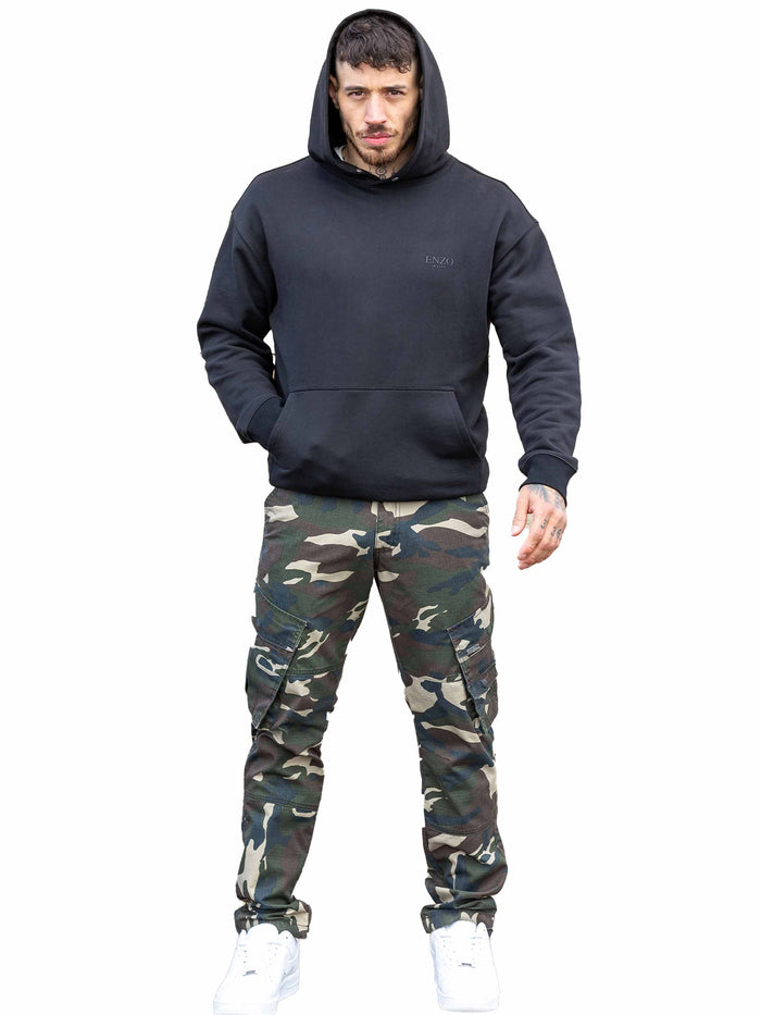 Enzo Jeans Genaro Camo Cargo Pants - Green