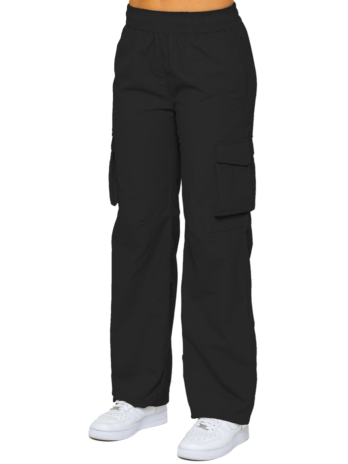 Enzo Jeans Grace Parachute Cargo Pants - Black