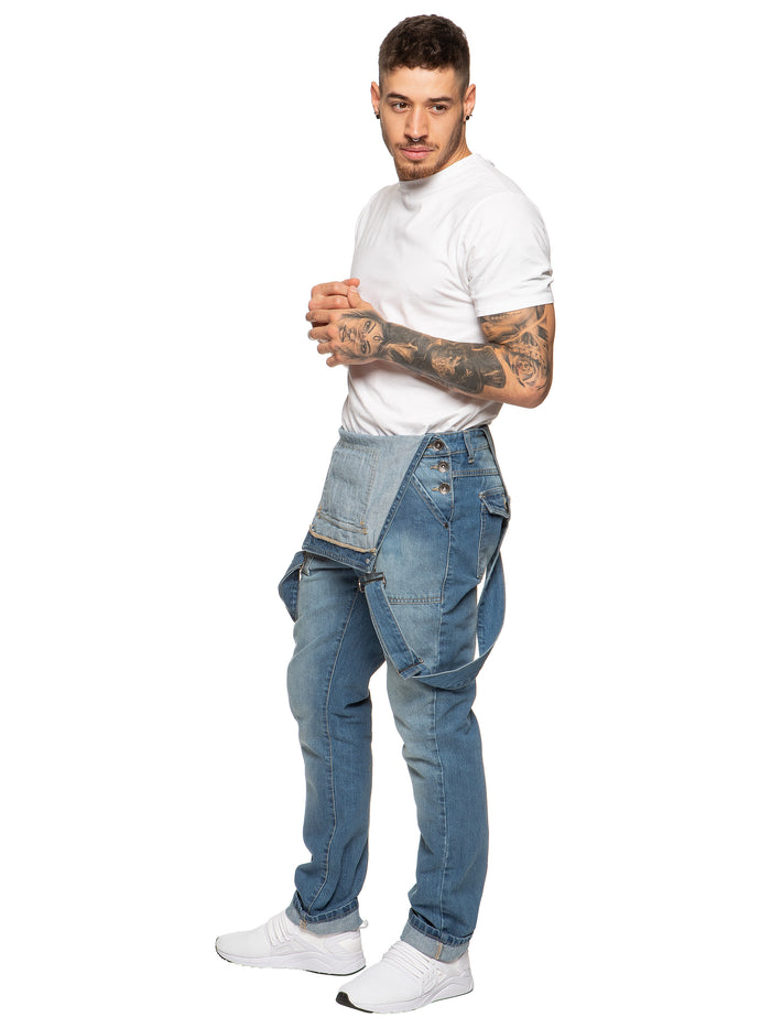 Enzo Jeans Harlem Dungarees - Light Blue