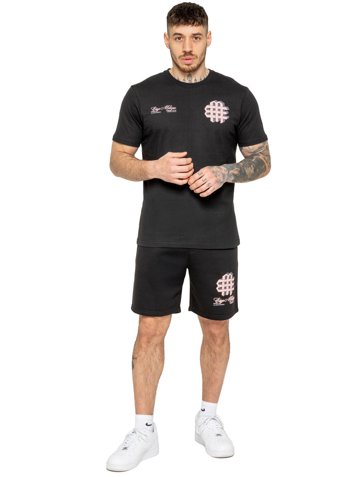 Enzo Jeans Jaques Applique Print Shorts - Black